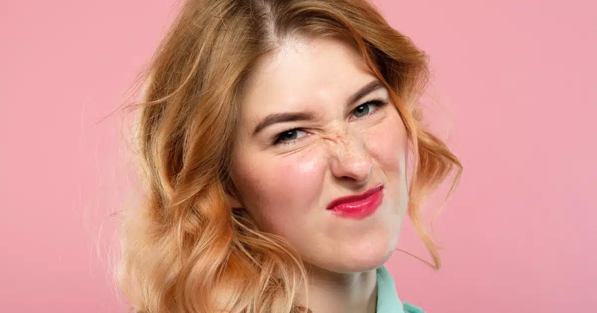 A woman with a bunny nose